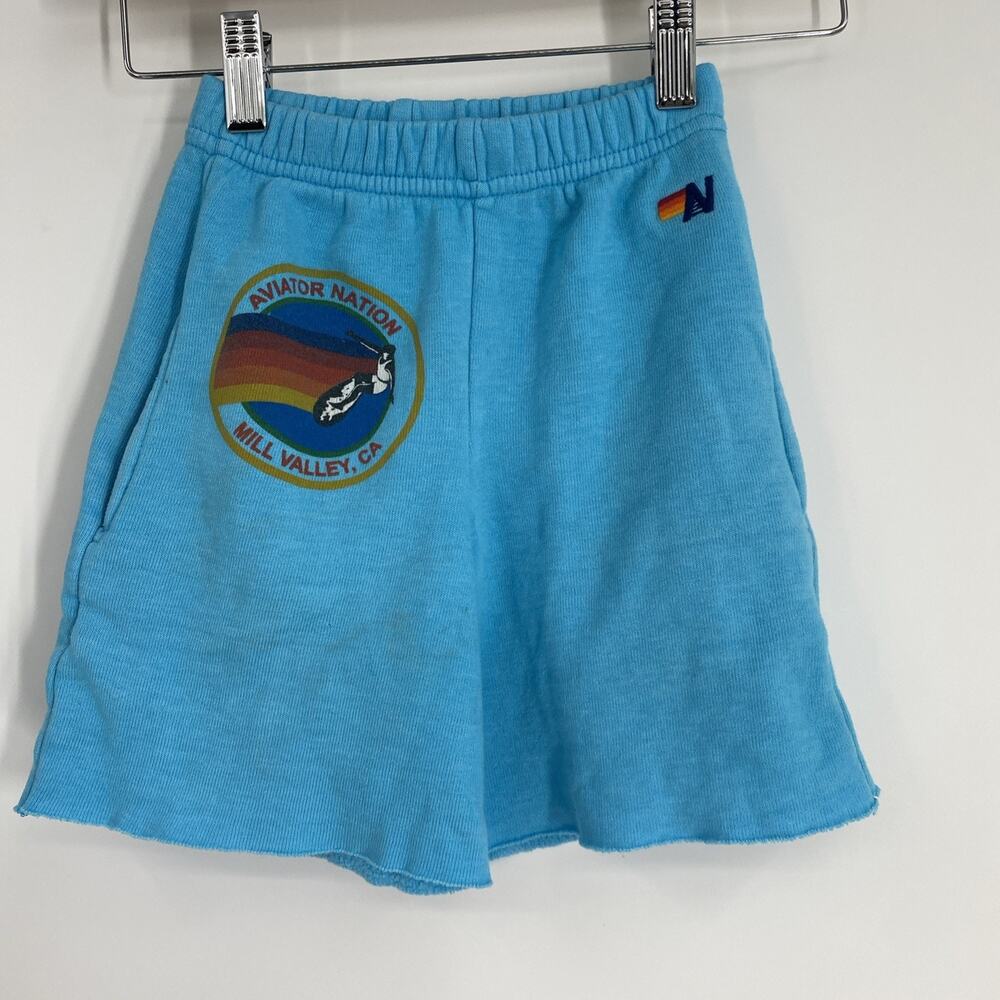 Aviator Nation Shorts Toddler Size 4 Blue Embroidery Rainbow Logo Beach 627